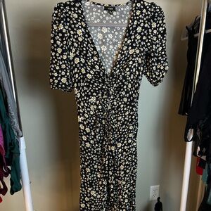 AFRM floral Short Sleeve Dress with Slit Small